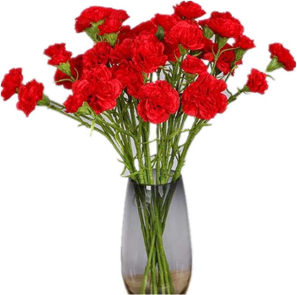 Corkwaw 40 Heads Artificial Carnations,Silk Hydrangea Bouquet Decoration Plastic Plant Suitable for Photo Props Family Party Home Decoration Bridal Wedding Bouquet Decoration (Red)