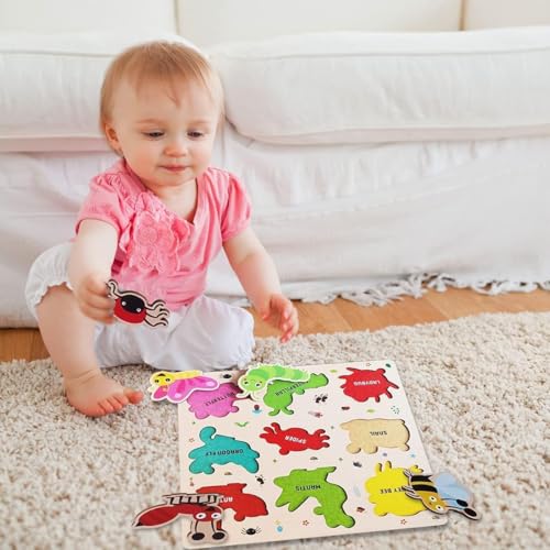 Image of Webby Wooden Insects Montessori Educational Pre-School Puzzle Board Toy For Boys And Girls, Kid