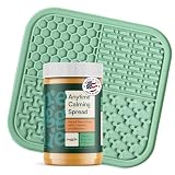 Reggie Calming Spread for Dogs, 100% Natural Peanut Butter with Melatonin & L-Theanine, Short-Term Dog Anxiety Relief, Made in USA (Calming Spread+Lick Mat Green)
