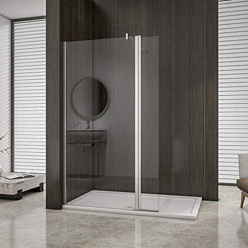 AICA paroi de douche pivotante 50x200cm+40x200cm paroi à l'italienne avec un retour