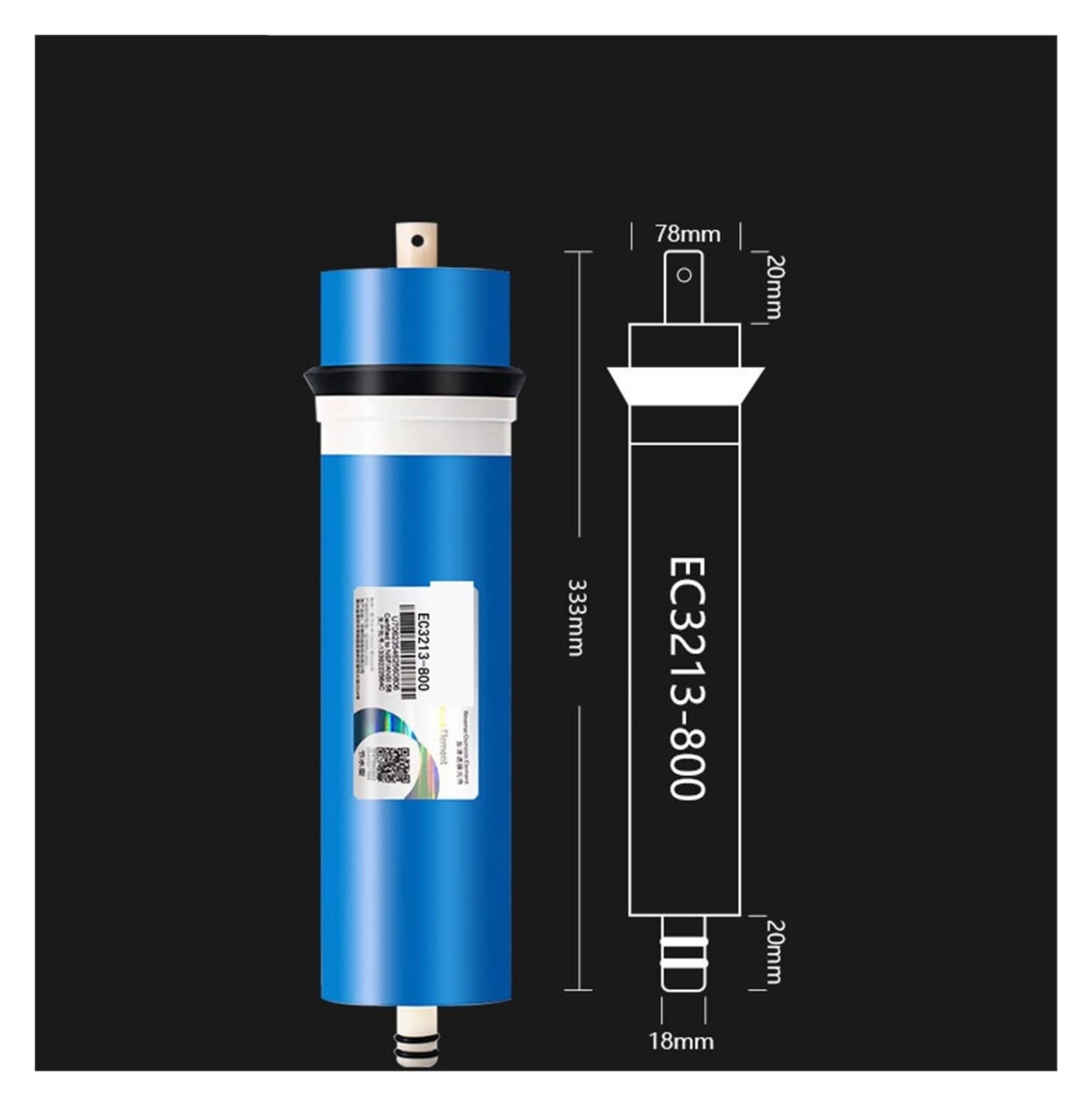 Membrana de ósmosis inversa RO Purificador de Agua for el hogar Cocina Reemplazo de Filtro de Membrana de ósmosis inversa con Alta tasa de filtración y Alto caudal(3213-800)