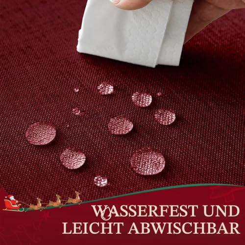 Softalker Tischdecken Abwaschbare Weihnachten 140x100 cm Rot Rechteckig aus 210 GSM Leinenoptik Tischtuch Abwischbar Wasserabweisende klein… – Ansicht 4
