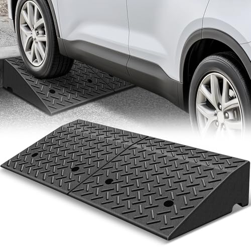 Auto Dynasty Rubber Curb Ramps 7 Lift Height Curbside Ramp 4400 LBS/2T Capacity Sidewalk Curb Ramp for Cars Trucks Bikes Motorcycles Wheelchairs 1 Pack