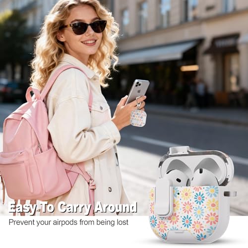Image of for AirPods 4 Case with Secure Lock Clip in Phone Stand,Floral Girly Style Protective Cover with Cleaning Kit and Carabiner for Apple iPod 4 Generation (Sun Petals)