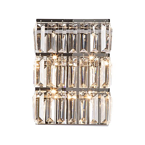 Preisvergleich Produktbild Wandleuchte innen Kristall-Säule Wandleuchte Hohe Qualität Europäische einfache rechteckig G4 LED 3 Schicht Moderne Schlafzimmer Wohnzimmer Hotel-Dekoration Edelstahl-Wandleuchte 30CM * 20CM