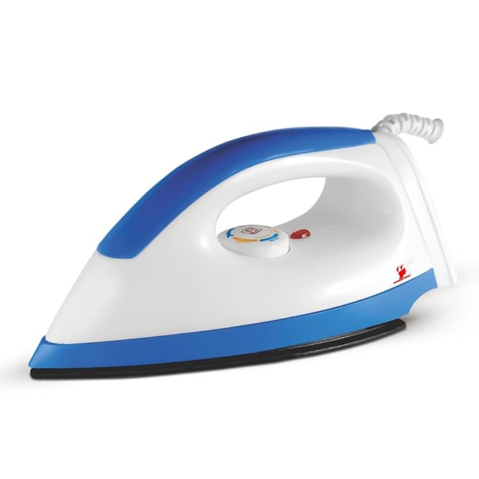 POWERTECK POLO IRON 750W DRY IRON Light Weight Shock Proof Teflon Coated Base Power Indicator Available in Blue and White