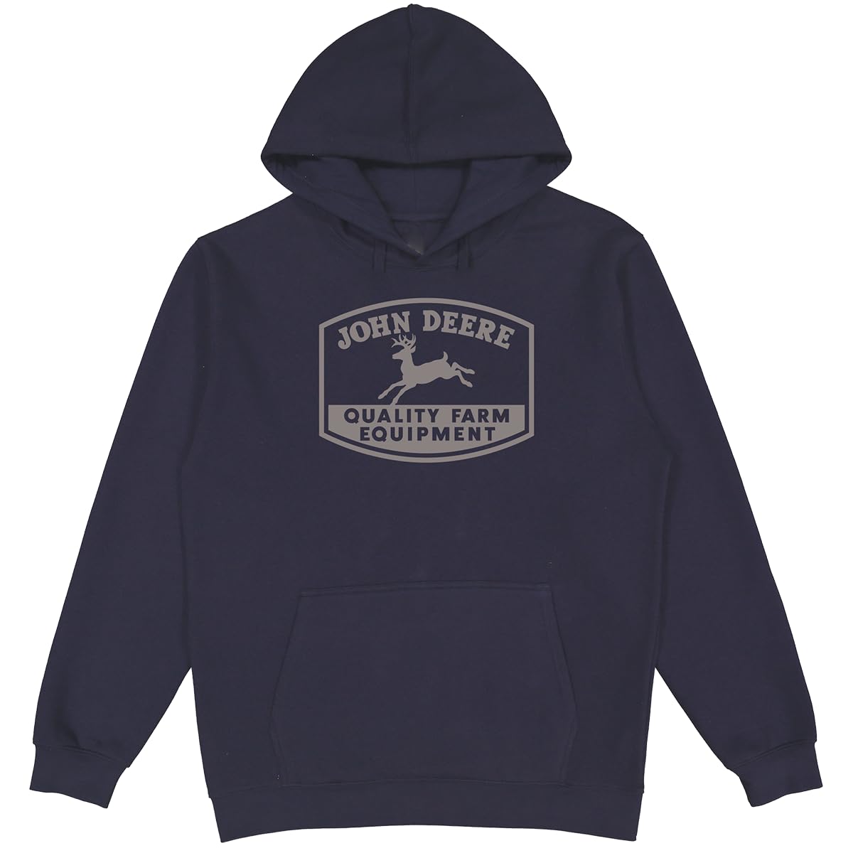 John Deere Hooded Sweatshirt, Trademark Logo, Heather Gray, Navy With Grey Logo, XXL