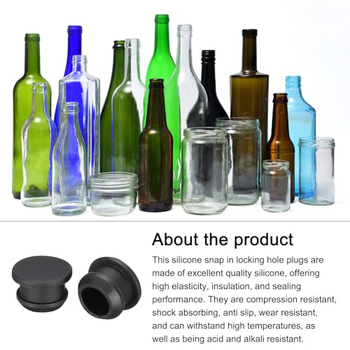 Image of Snap in Locking Hole Plugs Rubber Panel Seal Cover Drilled Silicone Caps, [for Kitchen Rubber, Waterproof Sealing Plugs] - 14mm /0.55in /Black /10Pcs