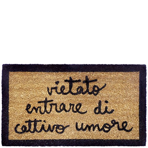 laroom Zerbino Motivo Vietato Entrare di Cattivo Umore, Jute And Base Antiscivolo, Marrone, 40 x 70 x 1.8 cm