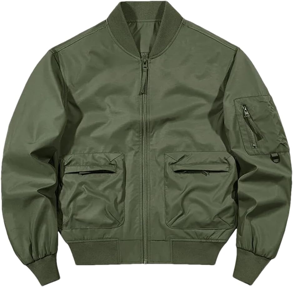 Men's Winte Baseball Jacket Casual Zipper Bomber Jacket Army Military Tactical Outerwear