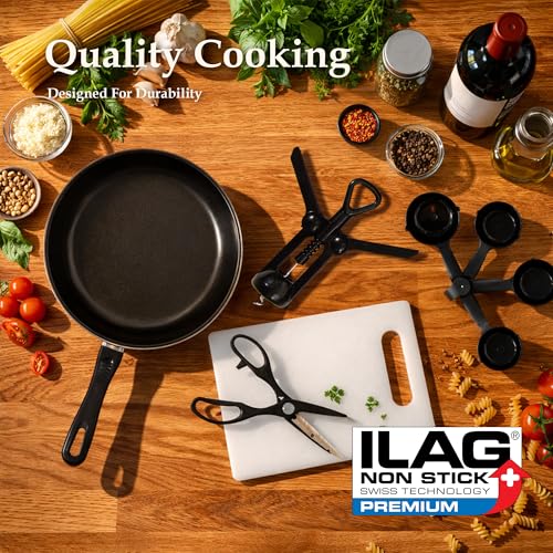 Carter & Clay 22 Piece Black Basic Kitchen Cookware & Untensil Starter Cooking Set - Image 2