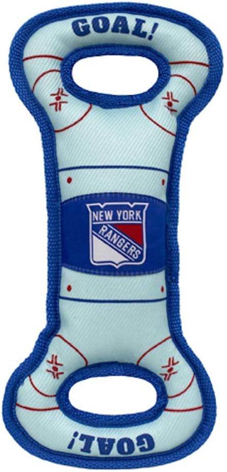 Pets First NHL New York Rangers Ice Hockey Rink PET Toy with Inner Squeaker. A Tough Toy for Dogs & Cats with Exciting Hockey Graphics, Gorgeous Team Logo & Double Stitch Trims