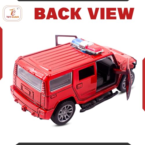 Image of Toy Cloud Hummer Fire Brigade Car 1:32 Scale Die-Cast Metal Toy with Opening Doors and Pull Back Action Realistic Toy Car