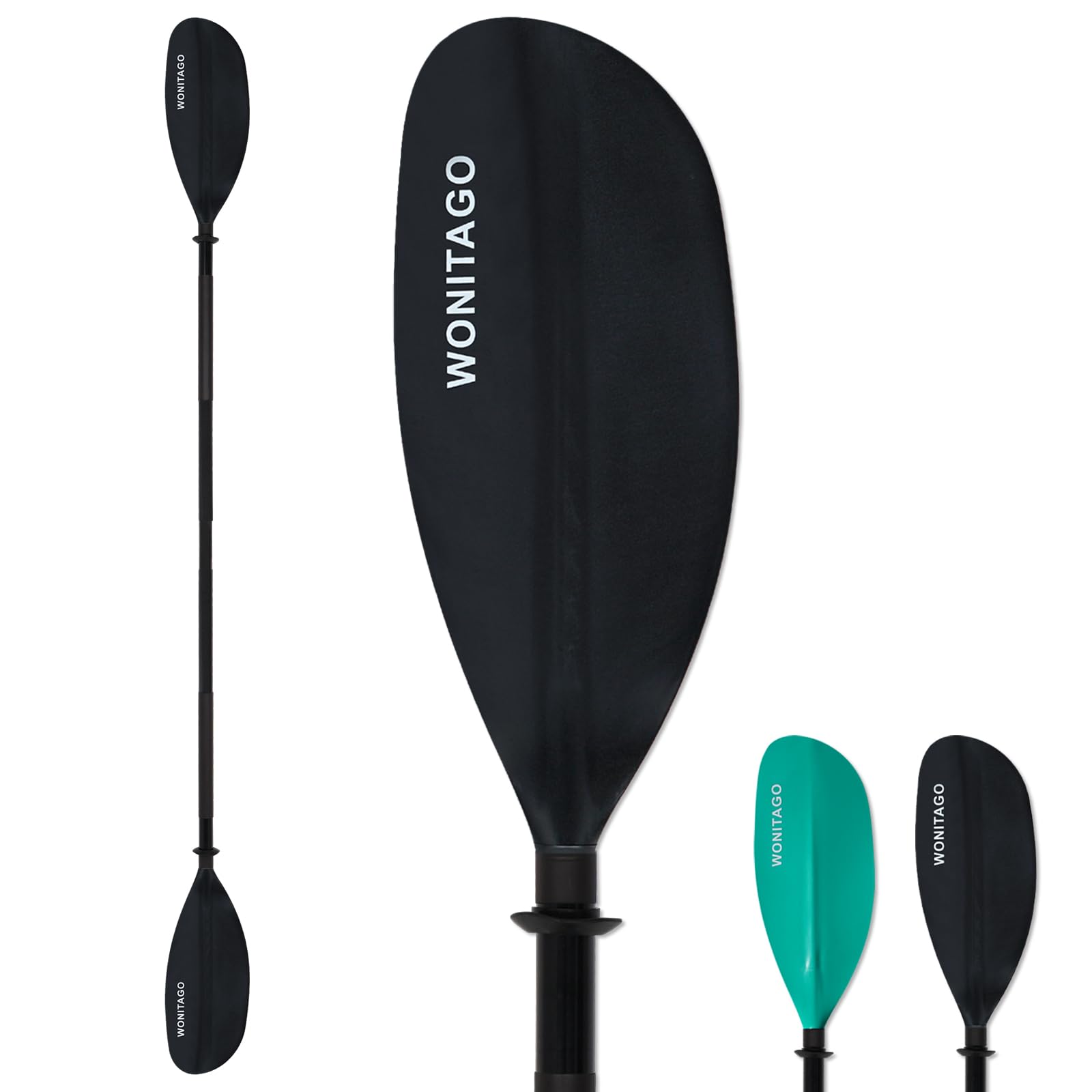 Remo para kayak con mango de aluminio y hoja de plástico, ajustable de 3 piezas, doble remo flotante para kayak, 210-230 cm