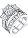 2 Carat Radiant Cut Cubic Zirconia CZ Sterling Silver Women's Engagement Ring Set Sizes 4 to 11
