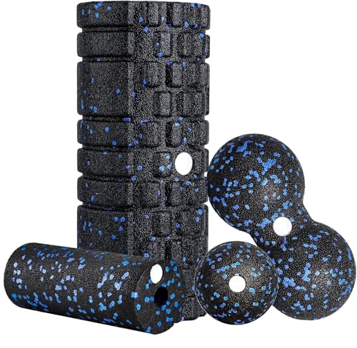 3D Faszienrolle Set Foam Roller Faszien Set mit Faszienball Mini Faszienrolle Klein und Duoball für Yoga Faszien Training von Muskeln