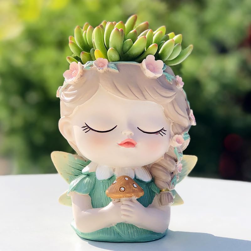 Face Planters Pots Head Unique Face Flower Pot Head Planter for Indoor Plants Cute Small Succulent Pots Face Plant Pot for Home Office Garden (Mushrooms)