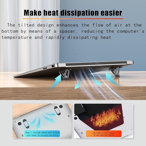 Image of SOOPII Mini Premium Metal Folding Portable, Lightweight Laptop Stand Non-Slip Base Tabletop Risers for 10-17 Inch Laptop & Keyboard Cooling Padstand Pack of 2pcs (JDL-30)