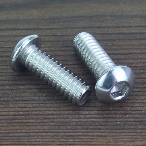 Image of 80 Pieces 1 /4-20 x 3 /4 inch Button Head Socket Cap Screws Bolts, HELIFOUNER 304 Stainless Steel (18-8) Screws, Bright Finish, Fully Threaded