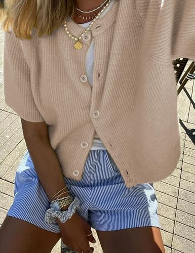 SCUSTY Women's Lightweight Cardigan Short Sleeve Button-Down Summer Cardigan Sweater3