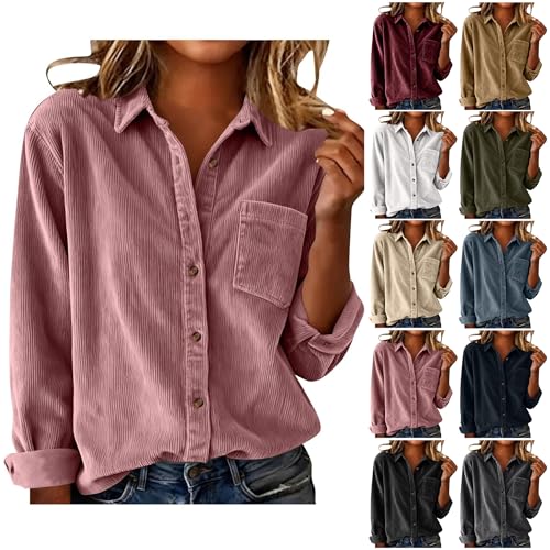 Veste femme velours côtelé mi-saison manches longues col revers amp