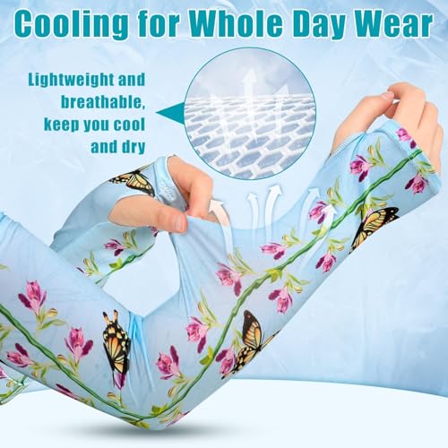Image of Bebila Gardening Sleeves for Women Farm UV Sun Protection Anti-Scratch Cooling Sleeves with Thumb Hole Arms Cover Outdoors