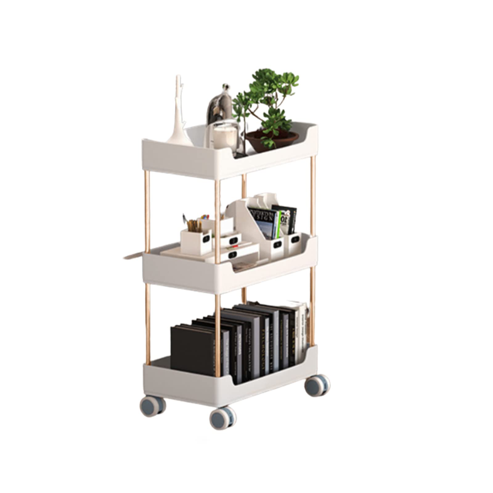 PRUJOY Estantes de Almacenamiento de Carro utilitario rodante de 3 Niveles,Cocina de Carro utilitario móvil,para despensa, baño, Cocina, Oficina, Lugares Estrechos