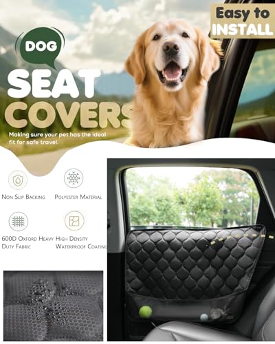ThermoHalo 2PCS Car Door Protector for Dogs - Waterproof Pet Car Door Cover with Scratch Protection, Universal Fit for All Vehicles (L)