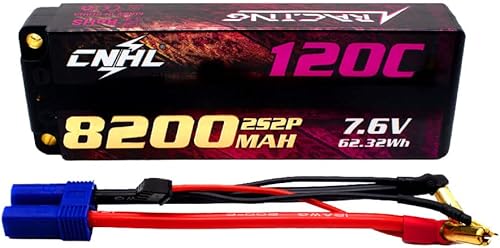 CNHL 2S Lipo Battery 8200mAh Alto Voltaje 120C 7.6V Estuche rígido Batería Lipo con 5.0 Bullet-EC5 Plug para RC Coche Camión Barco Crawler