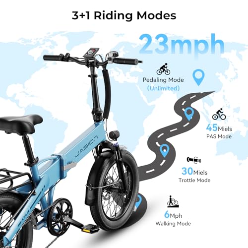 Jasion EB6 Foldable Electric Bike for Adults,【1000W Peak