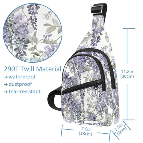 Mochila cruzada de glicinia morada con correa ajustable unisex 4