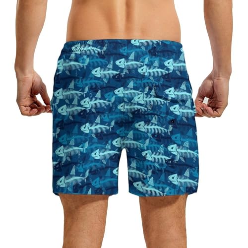 Mens Swim Trunks with Compression Liner 5" Board Shorts with Zipper Pockets 2 in 1 Quick Dry Bathing Suits2