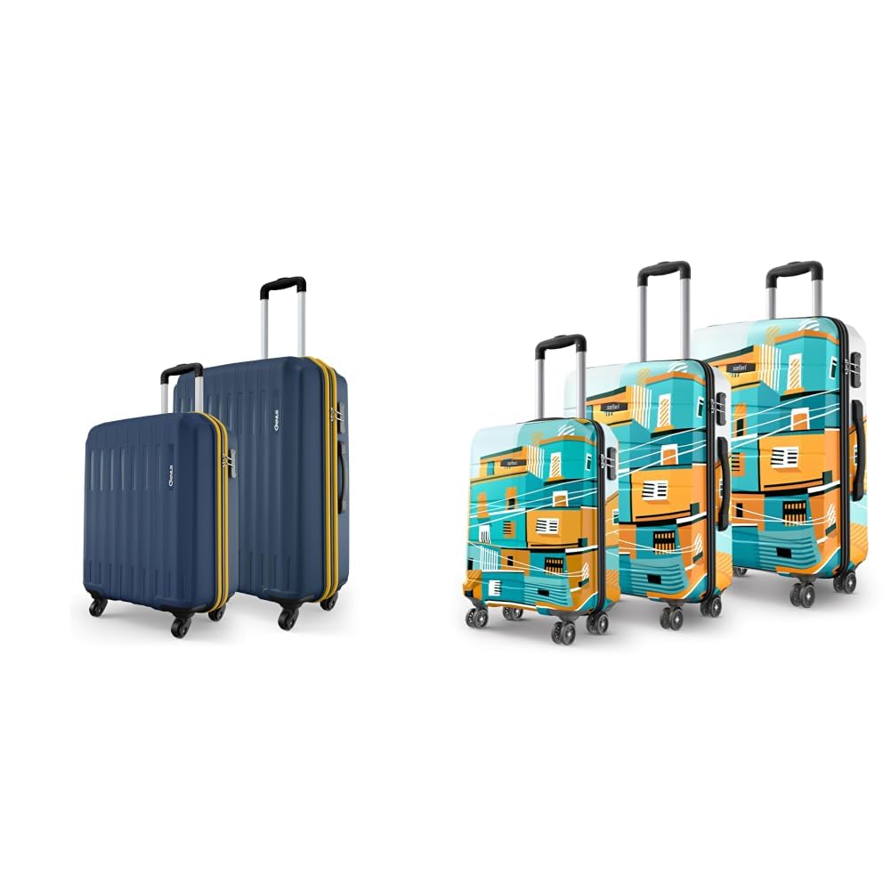 Genius Alley Set of 2 (Cabin + Medium) Trolley Bags Hard Case Polypropylene, 4 Spinner + Oasis 55, 65 & 77 Cms Polycarbonate Trolley Bag, Printed Cabin 8 Wheels Spinner Travelling-image-34