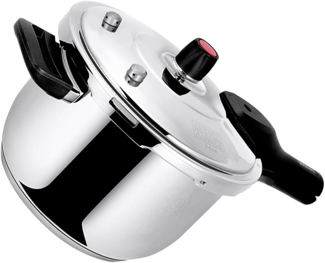 Unomor Stainless Steel Mini Pressure Cooker Induction Compatible Safe Cooking Pot with Pressure Cooker Lid for Home Cooking