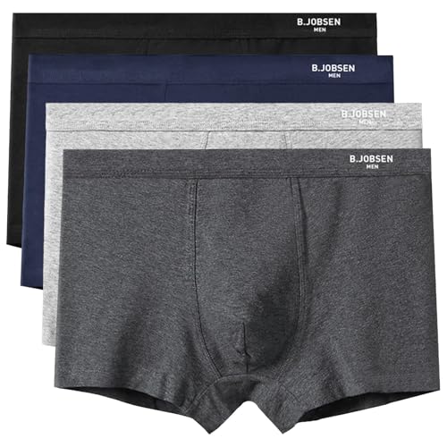Men's 4 Pcs Boxer Brief Comfort Cotton Moisture-Wicking Stretch Underwear Support Pouch Anti-Chafing Underwear