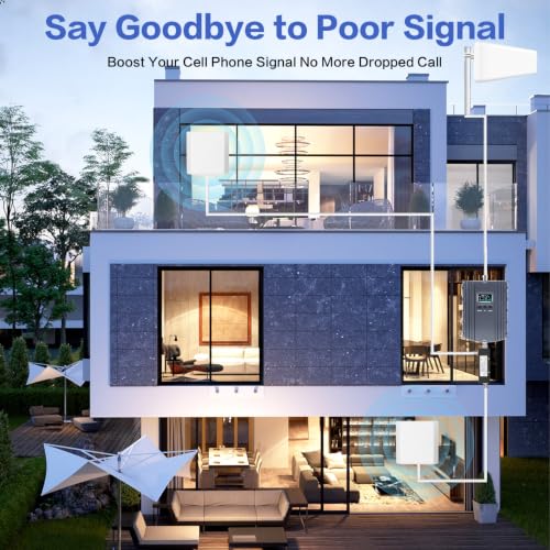 Image of Cell Phone Booster for Home Office with 2 Indoor Antennas| Boosts 5G & 4G LTE | Cell Phone Signal Booster for All U.S. Carriers with Band 2 /4 /5 /12 /13 /17 /25 /66| Up to 8000 Sq.Ft | | FCC Approved