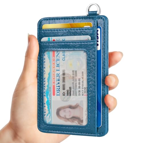 Image of Slim Minimalist Front Pocket Wallet, RFID Blocking Credit Card Holder Wallet with Integrated D-Shackle for Men Women