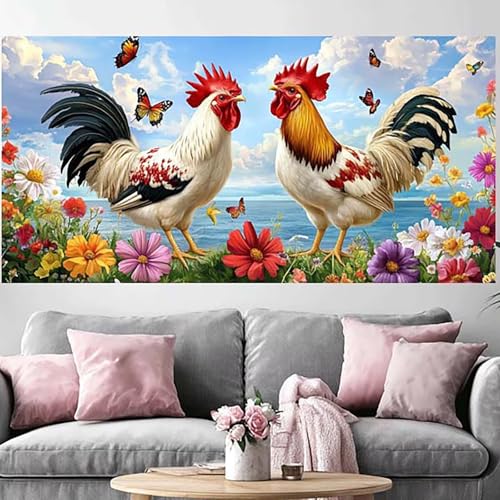Peinture Diamant Papillon et Poulet : Décoration Murale DIY pour un Salon Chaleureux