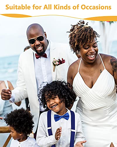 Satinior 4 Set Boys Suspenders And Bow Tie Set Baby Toddler Kids Adjustable Suspenders Sets For Wedding (Red, Khaki, Black, Royal Blue) #TOP5