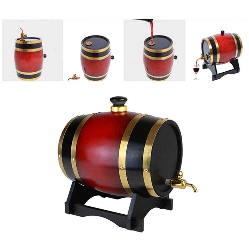 Baril de chêne 3L / 10L fût de chêne Whisky Barrel Distributeur de Stockage Votre Bière Spiritueux Rhum Whisky Port Bourbon Tequila Liqueur (Color : A, Size : 10L)