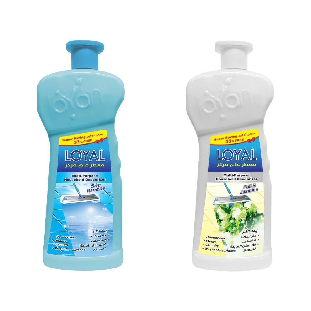 Loyal Multi-Purpose Household Deodorizer Gel, Sea Breeze (Blue) and Full & Jasmine (White), 2100ml Bottles, Set of 2