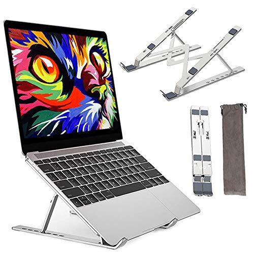 JEPOZRA Soporte Ordenador portátil, Ajustables Soporte Portátil, Laptop Stand Aluminio Ventilado Plegable para 10-17”Laptops/Teléfonos Móviles/DELL/Tableta