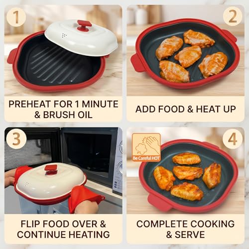 Red Microwave Grill Pan with Lid - image 5
