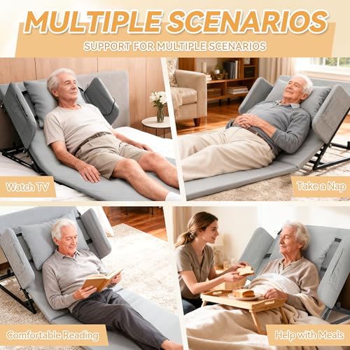Electric Lifting Backrest for Bed, Adjustable Power Recliner Bed with Remote Control, 2°-80° Adjustable Angle, with Handrail Fence&Headrest Cushion, Suitable For Pregnancy&Elderly&Patients, 30x75in - Image 3