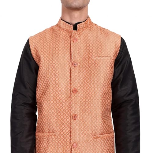 Image of Amazon Brand - Anarva Silk Blend Men's Kurta & Pant With Nehru Jacket Wedding Waistcoat