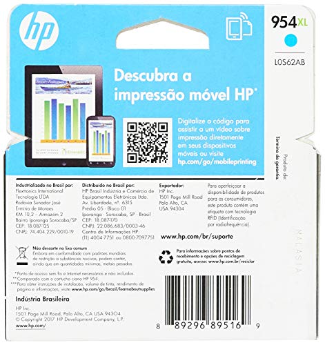 Cartucho de Tinta HP 954XL Ciano L0S62AB, HP, 954XL, Ciano