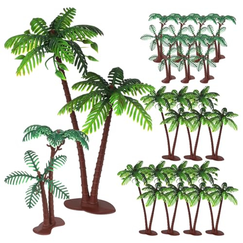 TOPPERFUN Coconut Tree Cake Toppers 16Pcs Mini Artificial Palm Trees 5.62X2.75X1.77In Tropical Beach...