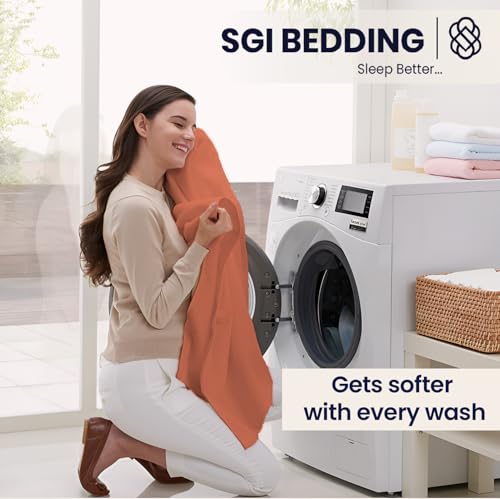 Image of SGI bedding 100% Egyptian Cotton Sheets Queen Size - 600 Thread Count Sheets Set, Soft, Cooling, 15 inch Deep Pocket, Luxury Hotel Bedding, Breathable, Durable - Terracotta
