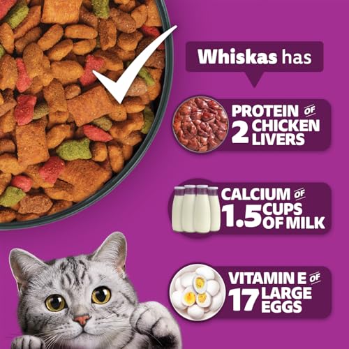 Image of Whiskas Adult (1+ Years) Dry Cat Food, Catla Fish Flavour, 450 g, Powered with 40 Essential Nutrients, Complete & Balanced Nutrition for Adult Cats