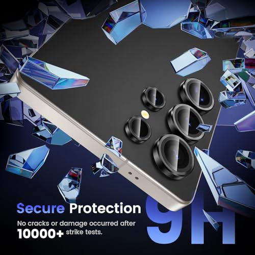 Image of Tensea (3+2 Pack Compatible with Samsung Galaxy S25 Ultra Camera Lens Protector, 9H Tempered Glass, Camera Cover, Screen Protector, Metal, Custom Ring, Installation Tray)